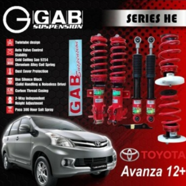 Coilover avanza 2012 GAB Suspension series HE (15 klik soft hard) pnp