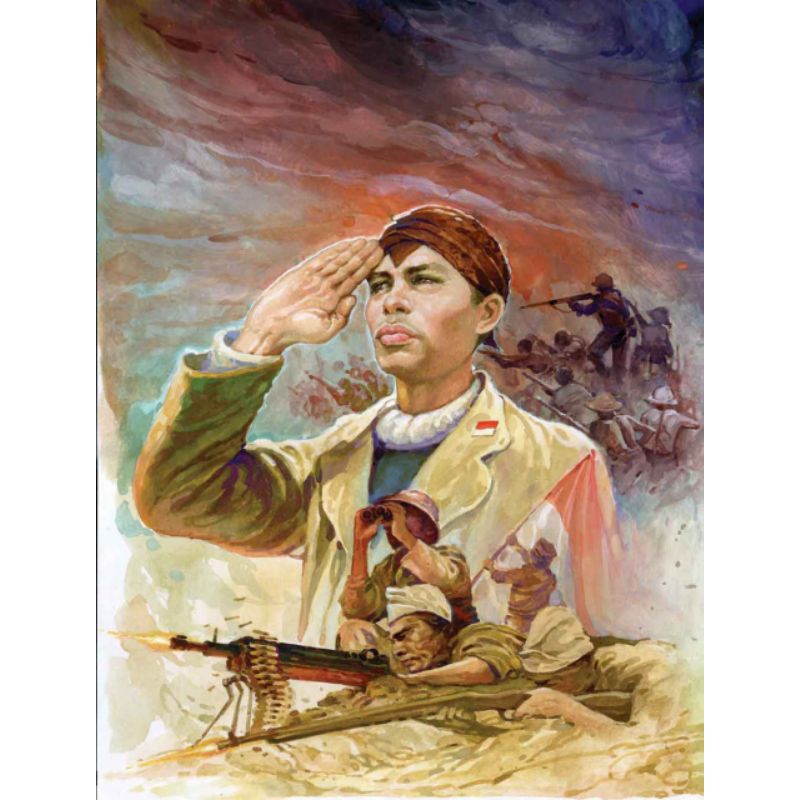 Lukisan cetak, JENDRAL SUDIRMAN, Ukuran JUMBO, 70x100cm DAN 100x150cm/Poster Cetak/Hiasan Dinding/TA