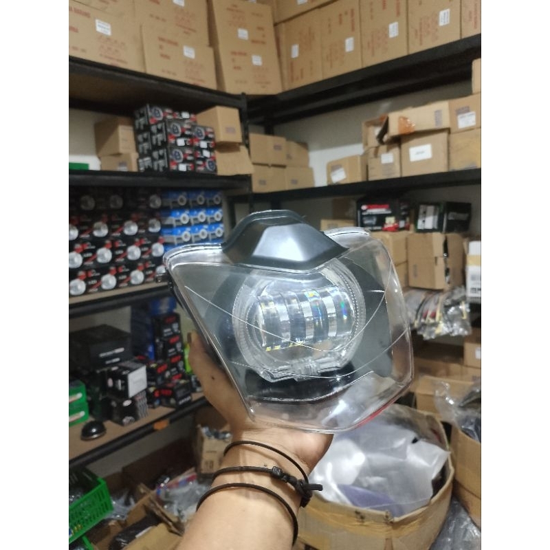 Reflektor Plus Mika Kaca Lampu Depan Kharisma X 125 Custom Biled Daymaker Lensa 4 Mata Super Terang