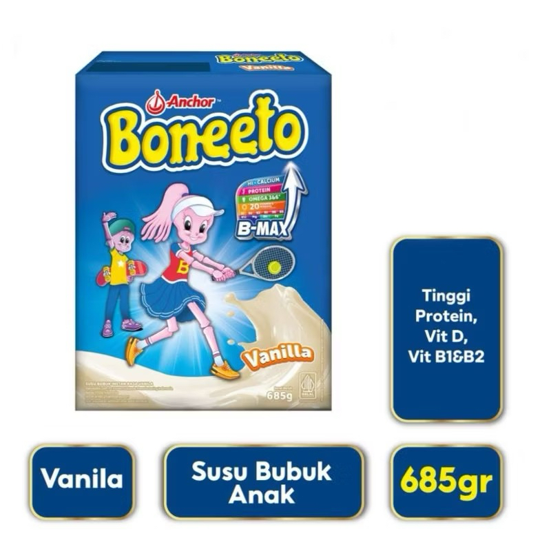 

Boneeto Susu Bubuk Anak Sekolah Creamy Vanilla 685g - Nutrisi Pertumbuhan Anak untuk Daya Pikir dan Tubuh Aktif