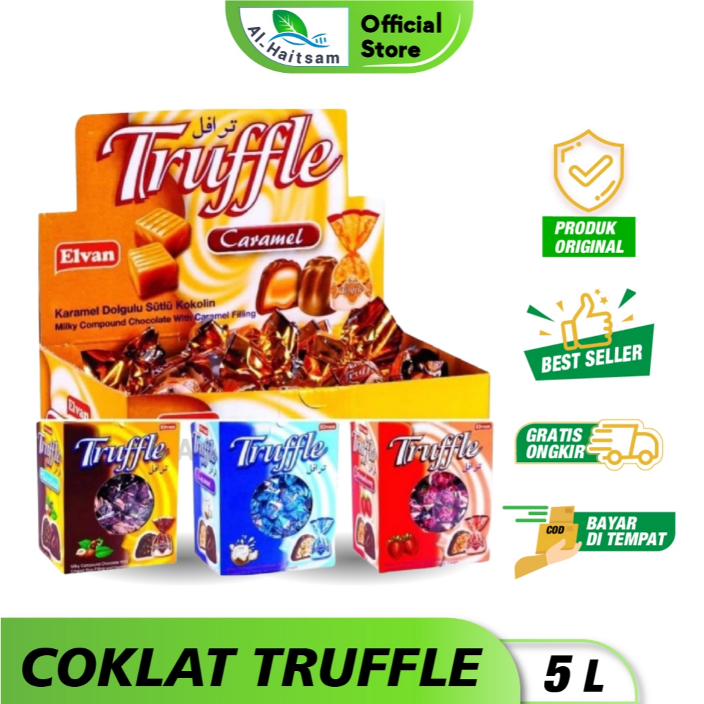 

Elvan Truffle Turkey 1.8 kg / 1 kg / 500 gram | Coklat Arab Turki Assortment Caramel Hazelnut Coconut Strawberry Halal