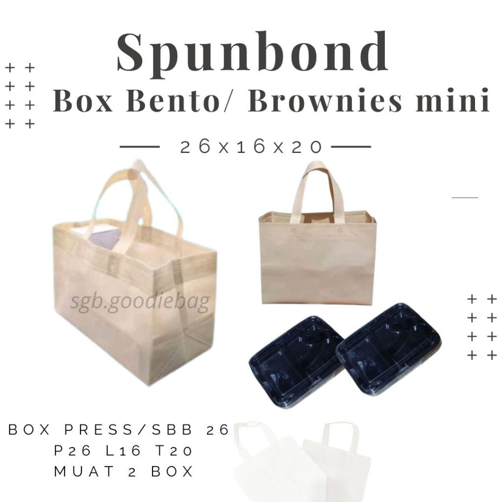 

Tas Tali Press Goodiebag spunbond Box Bento 26x16x20 isi 12pcs Box Cake Brownies mini
