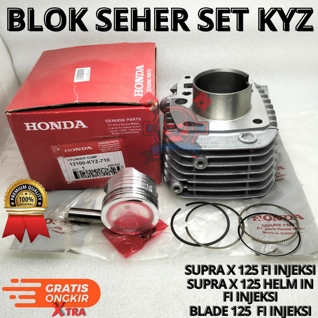 Blok Seher Honda KYZ Block Piston Supra X 125 Injeksi Supra X 125 Helm In Blade 125 FI Boring Silind