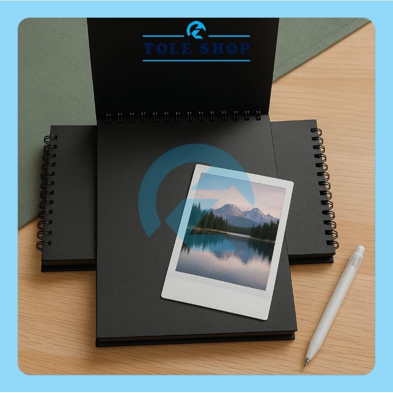 SKETCHBOOK BLACKPAPER POLOS ISI SUPER HITAM UKURAN A5 JILID SPIRAL RING ATAS