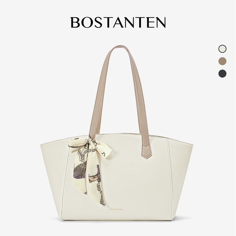 BOSTANTEN 2024 Totebag Wanita Medium Tas Bahu Kulit Motif Monogram Korean Style Terbaru Tas Selempan