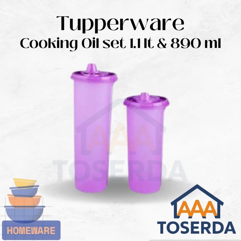 AAA Toserda | Tupperware Cooking Oil Dispenser Set Isi 2 – 1.1L & 890ml | Tempat Minyak Anti Tumpah