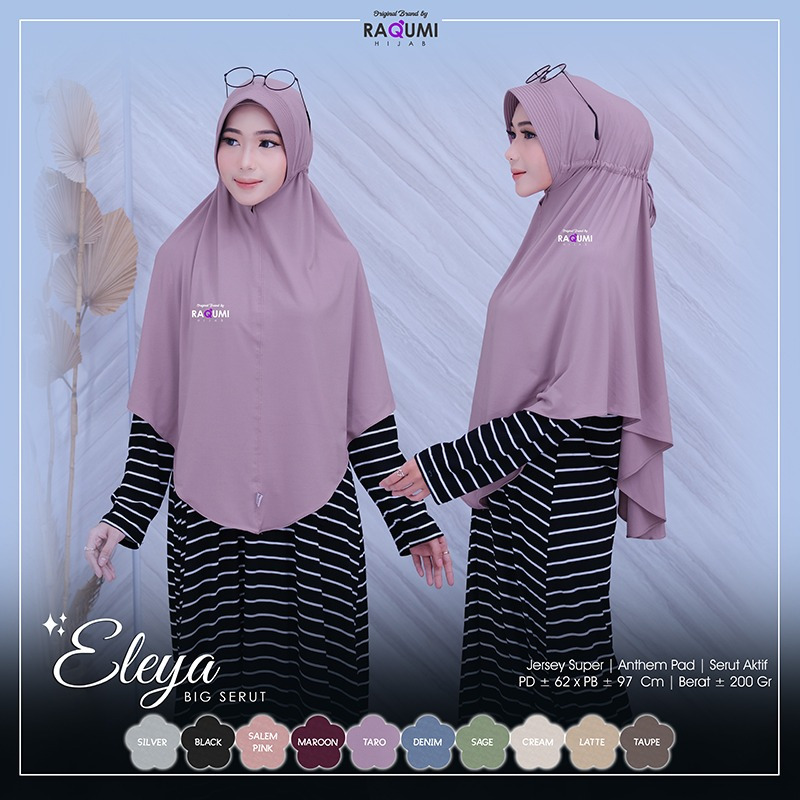 ELEYA DAILY HIJAB, JILBAB TALI SERUT KEKINIAN, JILBAB BERGO DENGAN PAD ANTHEM, JILBAB SIZE L POLOS B