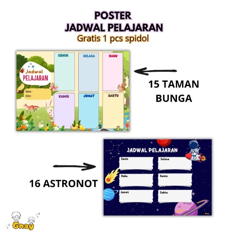 

POSTER JADWAL PELAJARAN (Ukuran A4) gratis spidol