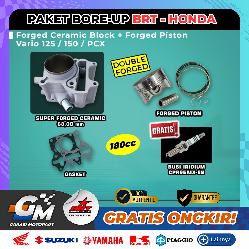 Paket Bore Up BRT Honda Vario 150 Ceramic 63mm Baru Berkualitas