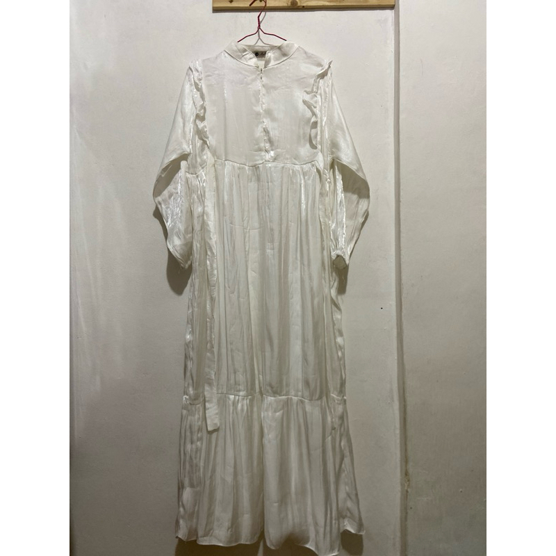 preloved gamis putih shimer wanita / dress putih / gamis putih
