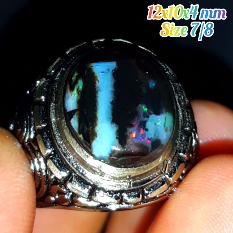 Cincin Batu Black Opal Kalimaya Sempur Banten Natural Jarong