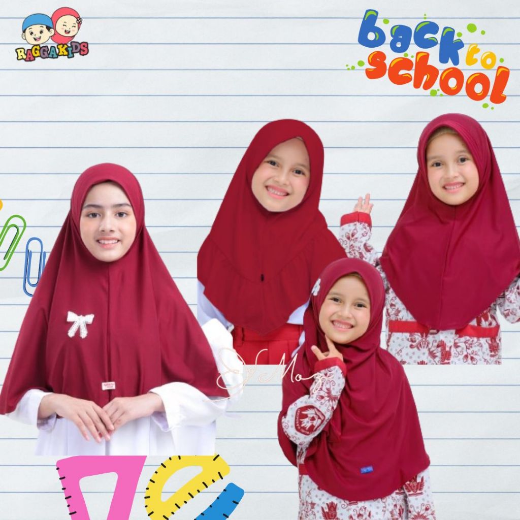 Jilbab anak sekolah maroon | Jilbab sekolah anak TK SD SMP MI