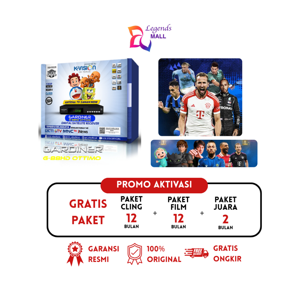 Receiver K-Vision Gardiner Ottimo G-88 HD (Free lampu 1 pcs)