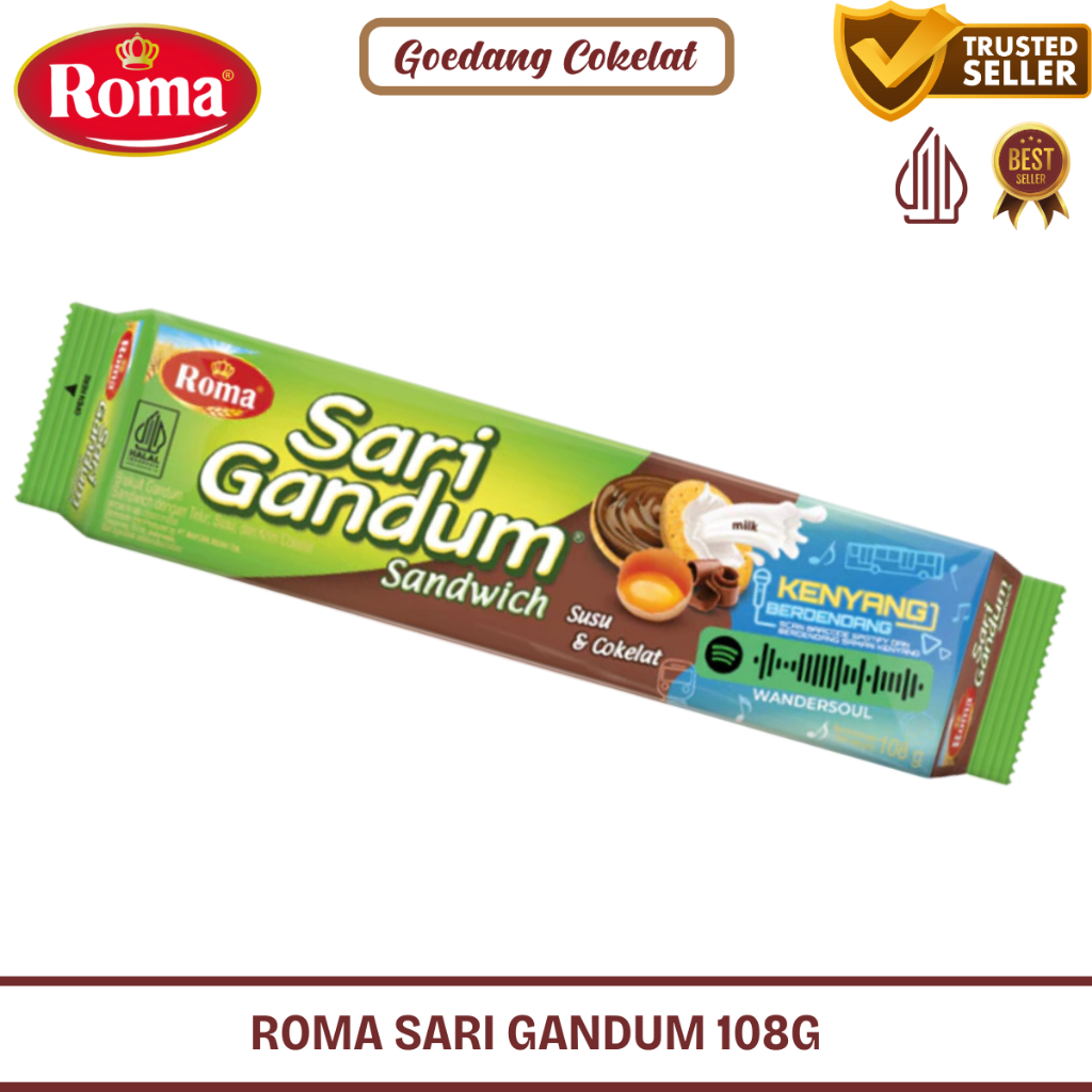 

Biskuit Roma Sari Gandum Biskuit Sandwich Roll Susu Coklat Cokelat 108g