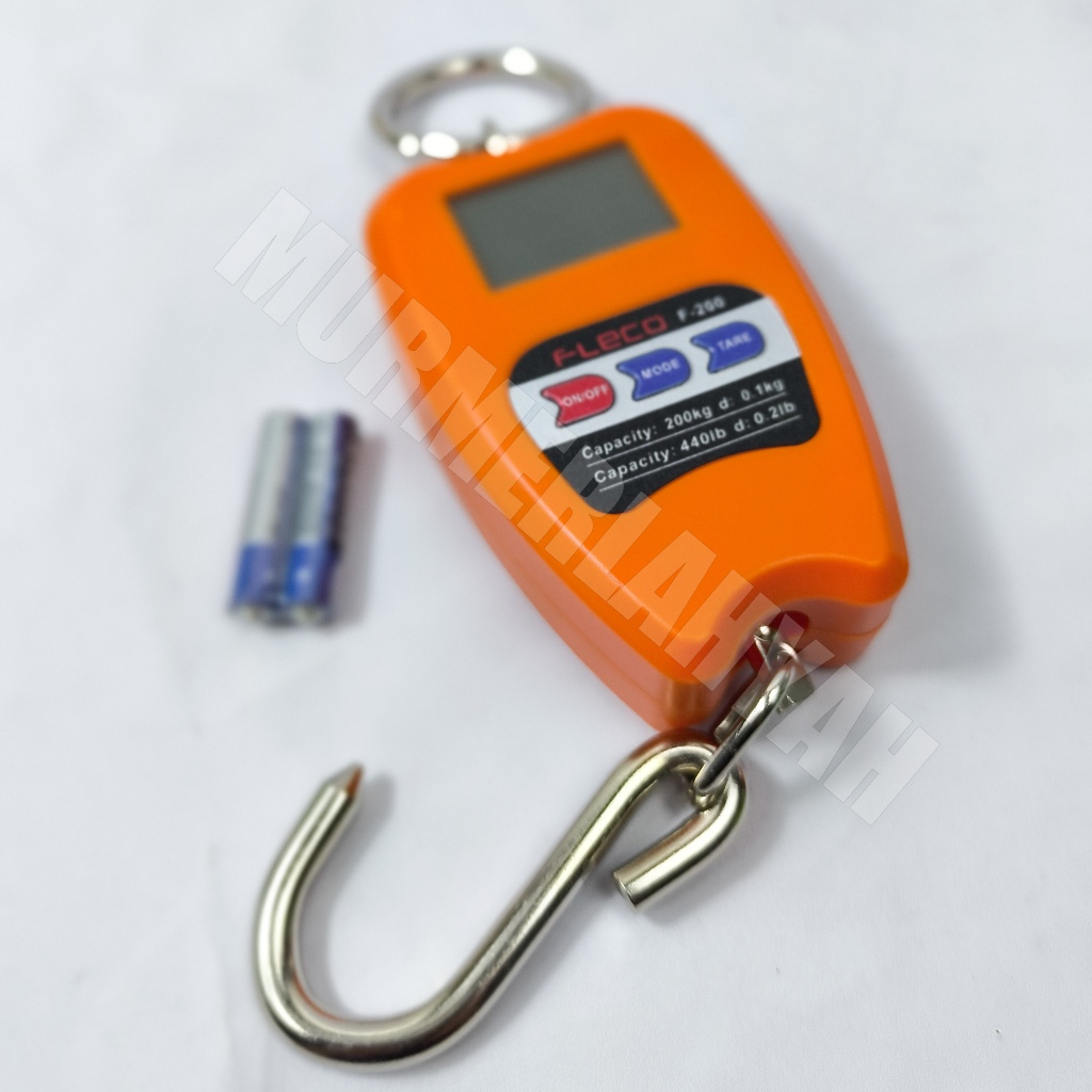 Timbangan Gantung digital FLECO 200kap 200kg casing ABS power batre A3 x 2 pcs F-200