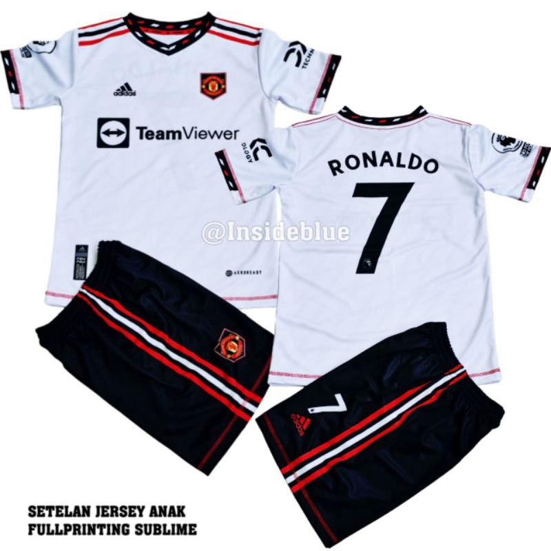 jersey emyu 22 putih | setelan kaos olahraga anak | jersey sepak bola anak | one set sepak bola baha
