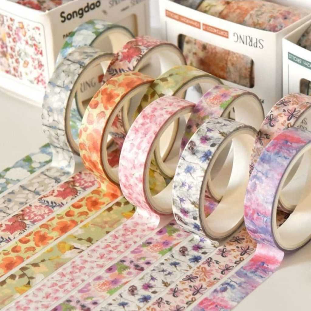 

5 rolls Spring Flower Aesthetic Washi Tape Kertas