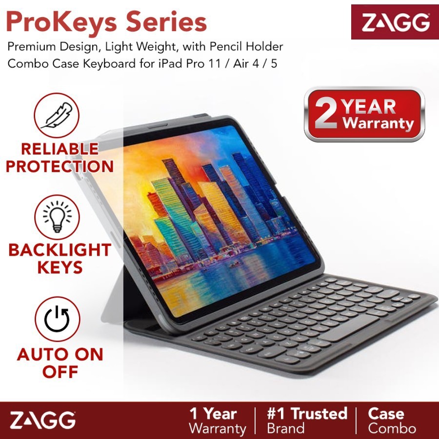 Original ZAGG Prokeys Keyboard iPad Air 6/ 5 / 4 Generation - Smart Folio Magic Keyboard