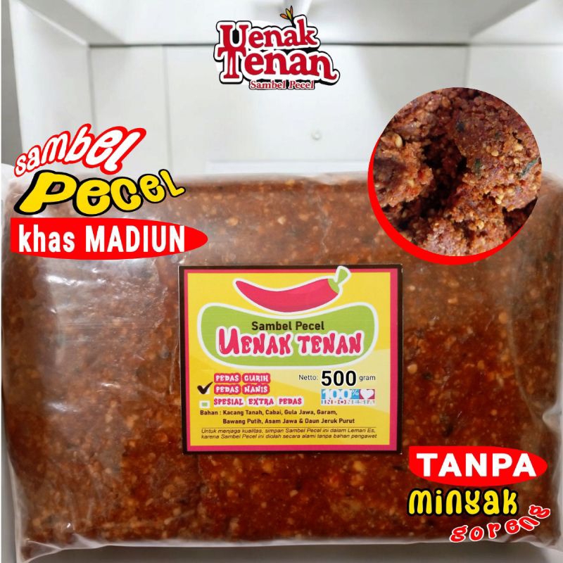 

Sambal Kacang Pedas Manis Bumbu Sambel Pecel Madiun Asli Sangrai Uenak Tenan 500 gram