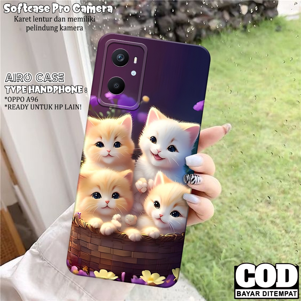 Case OPPO A96 - Softcase OPPO A96 - Fashion Case KUCING - Casing OPPO A96 - Softcase Pro Camera - Tp