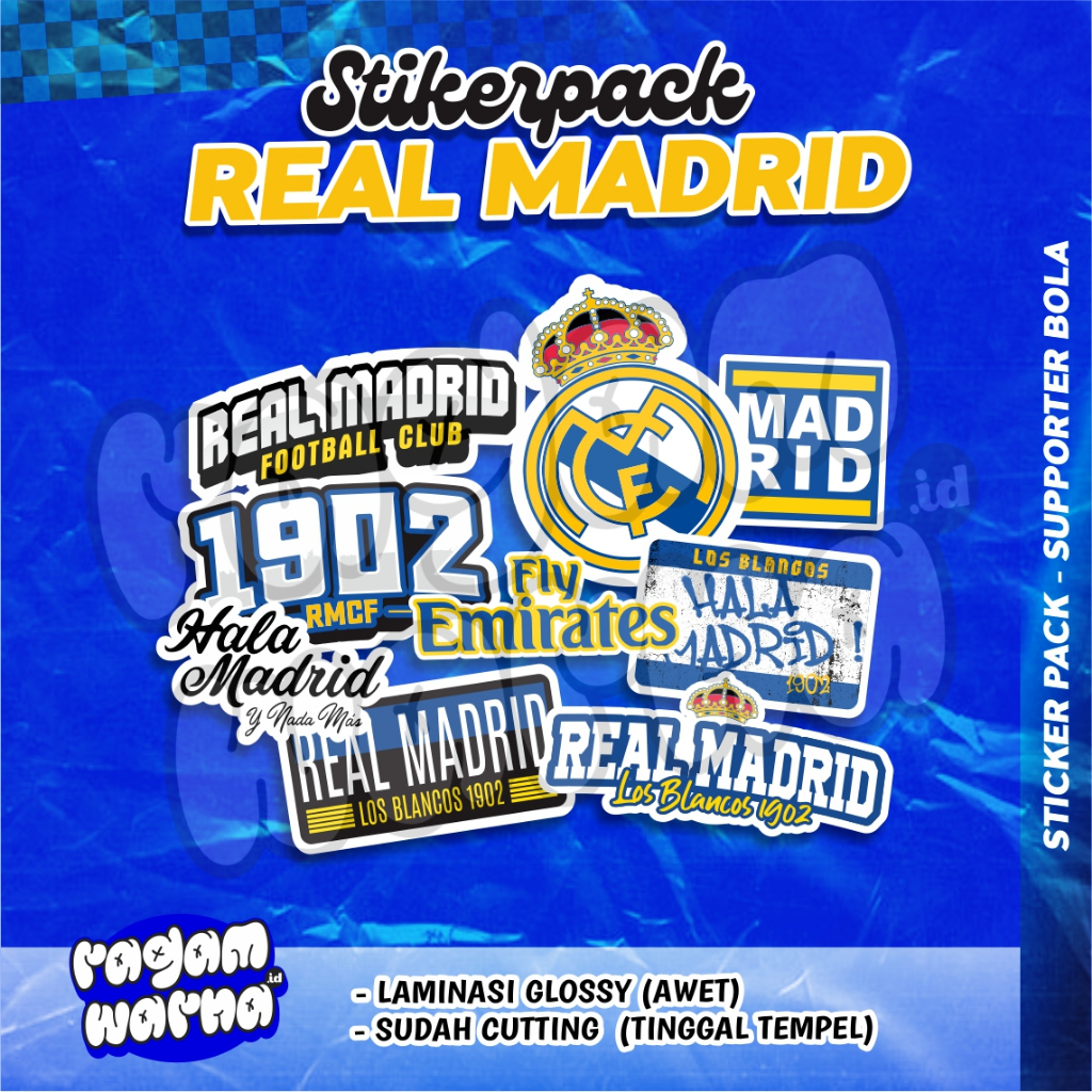 

Stiker Real Madrid Sticker - Hala 1902 - Los blancos, STIKER HELM, AKSESORIS HP, STIKER LAPTOP