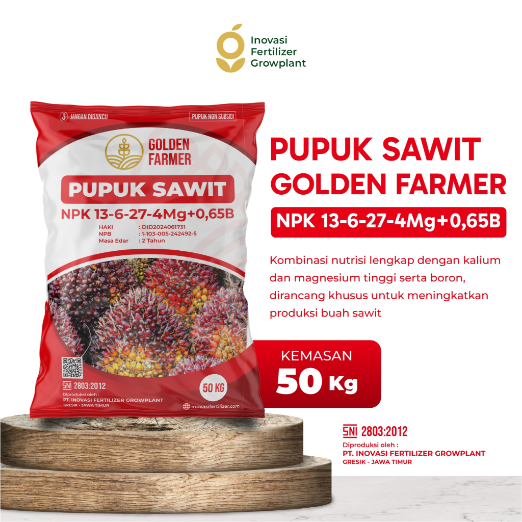 Pupuk Sawit Golden Farmer NPK 13-6-27-4Mg+0,65b | Formuliasi Khusus Tanaman Sawit