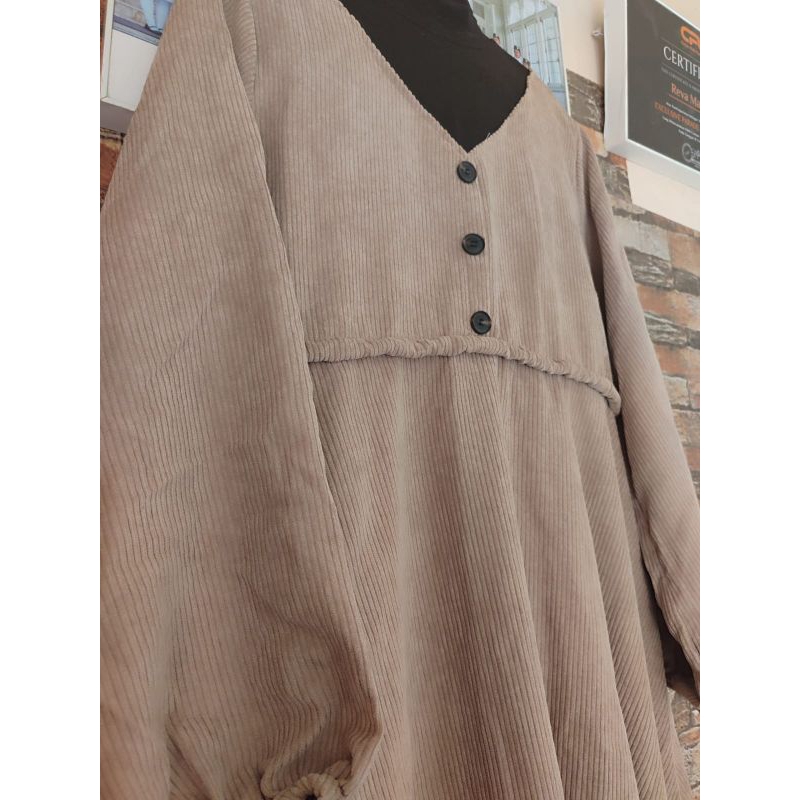 dress atau gamis corduroy