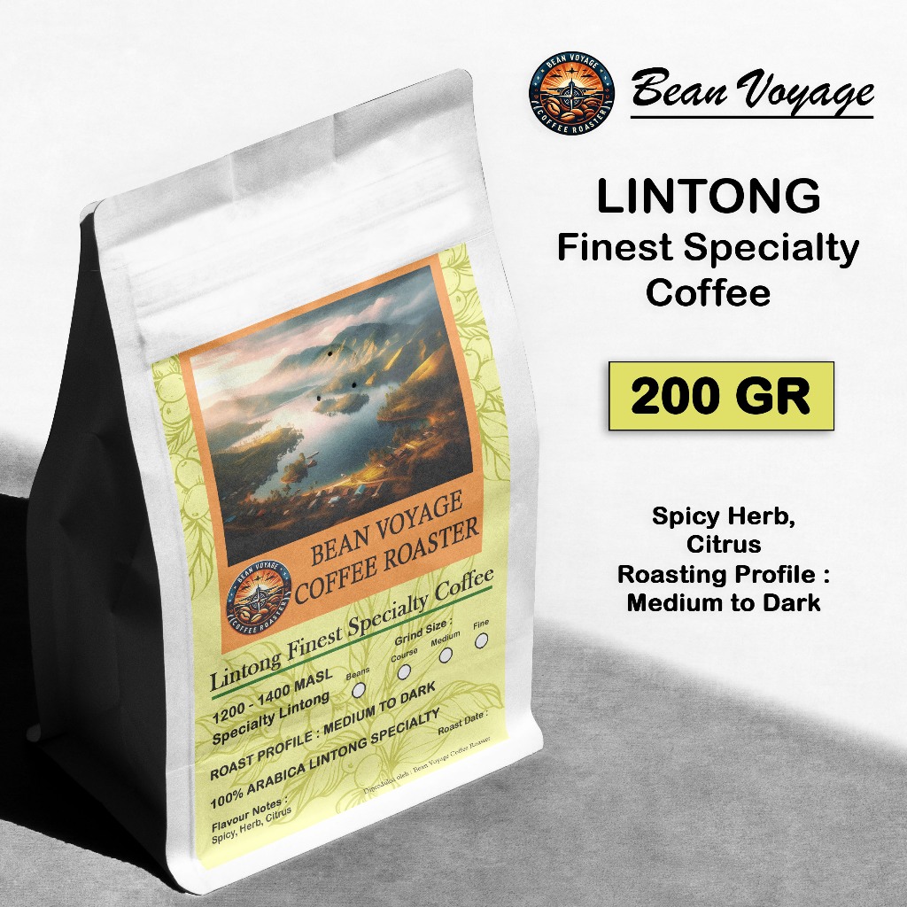 

Bean Voyage Biji Kopi Bubuk Arabika Lintong Specialty Roasted Beans Full Arabica Coffee 200g