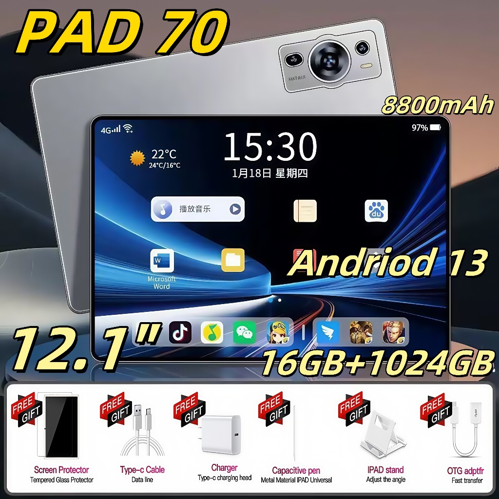 COD Baru Tablet Android 13 Pad 12.1inch 5G samsung PAD 70 Tablet Anak Murah Keyboard gratis Samsung 