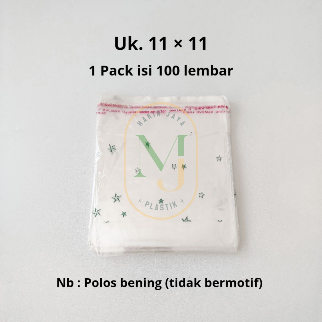 

PLASTIK OPP SEAL LEM 11X11 UNTUK KEMAS ROTI KUE SOUVENIR AKSESORIS DLL