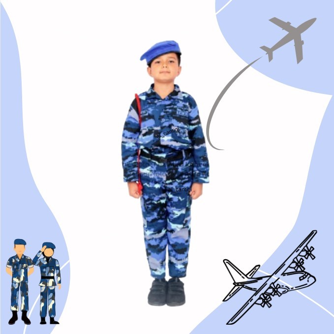 SERAGAM BAJU FASHION KOSTUM ANAK PROFESI TNI ANGKATAN UDARA LORENG/KOSTUM TNI AU ANAK LORENG ANGKATA