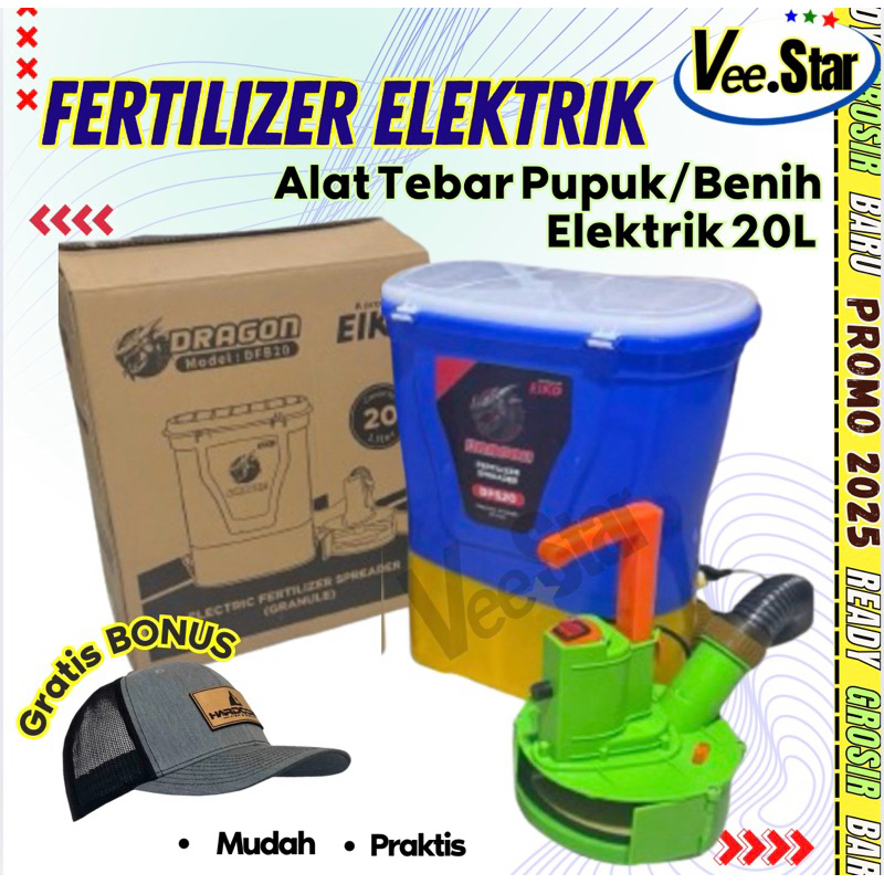 ALAT TEBAR PUPUK BENIH ELEKTRIK FERTILIZER SPREADER 20L / FERTILIZER ELEKTRIK MESIN PEMUPUK ELEKTRIK