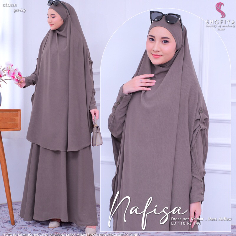NAFISA SET KHIMAR - Bahan Airflow Busui Zipper Depan