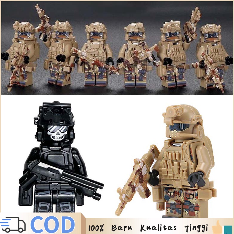 1set Mainan Balok Military Mainan Balok Military Swat Team Anjing Minifigure Army Swat Team Minifigu