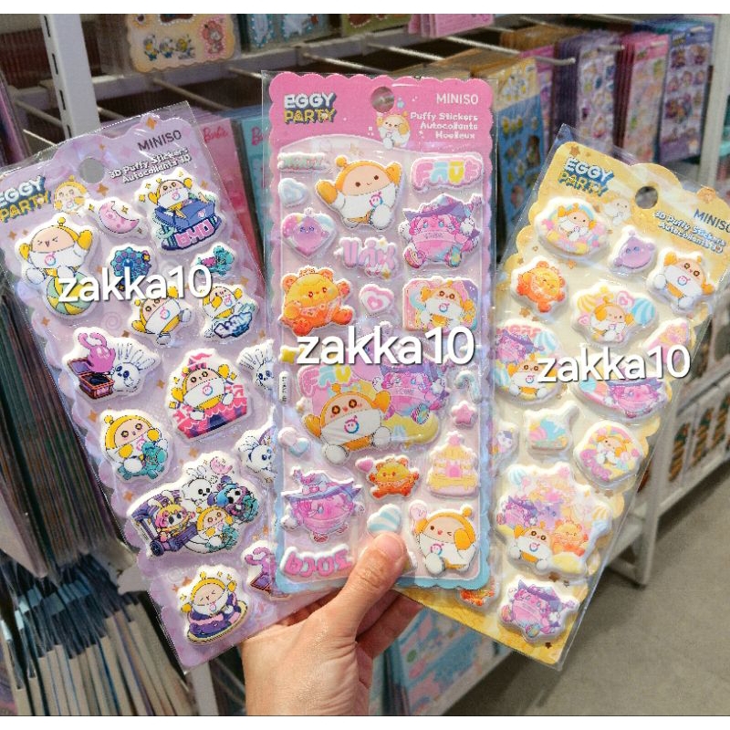 

Miniso Eggy Party 3D Puffy Stickers Autocollants | Stiker Timbul Lucu