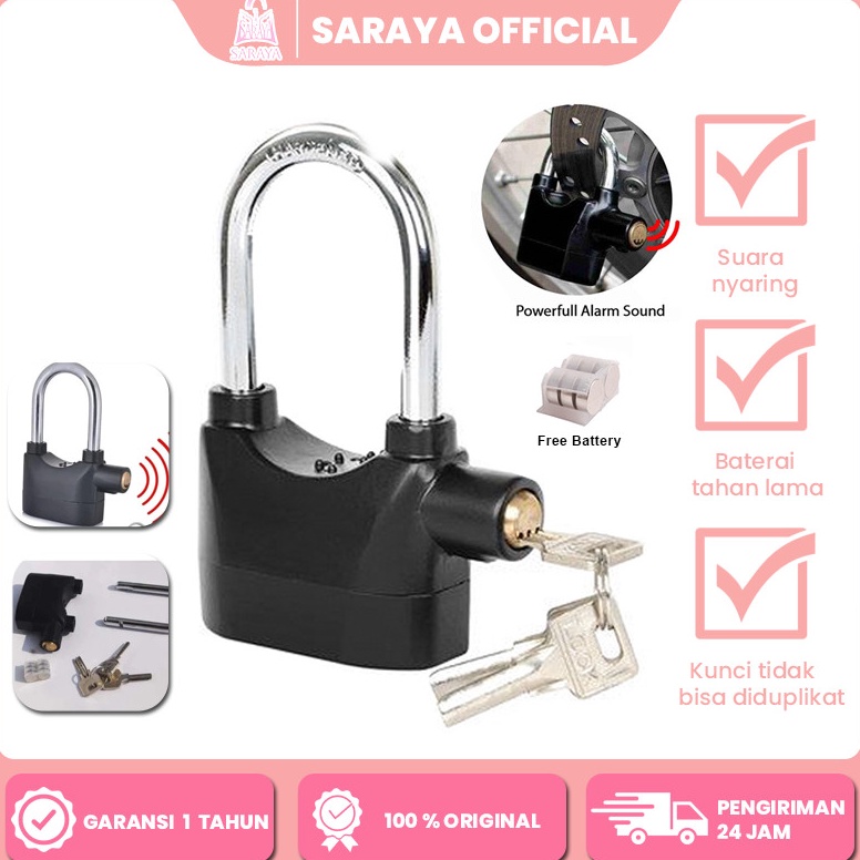 KODE X92V Pencuri Ring Panjang Pengaman Motor  Gembok Alarm Suara Anti Maling  Gembok Anti Maling Pa