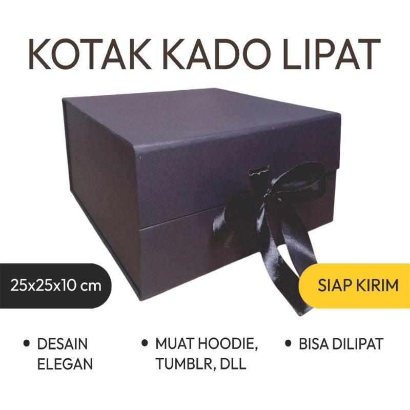 

Kotak Kado Lipat 25x25x10 cm - Box Hadiah Elegan + Pita