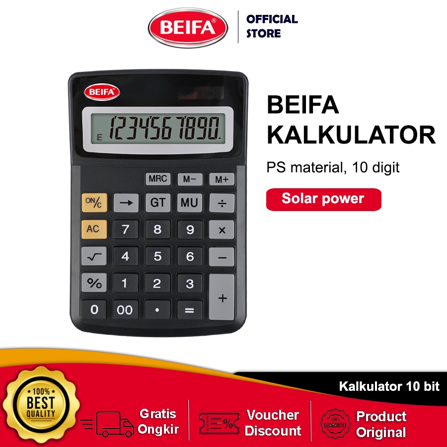 

Beifa Calculator Kalkulator FL3 10 Digits Solar Power