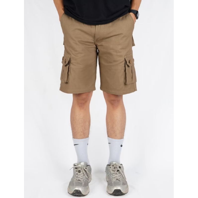 CARGO PENDEK COKLAT TUA BAHAN KATUN