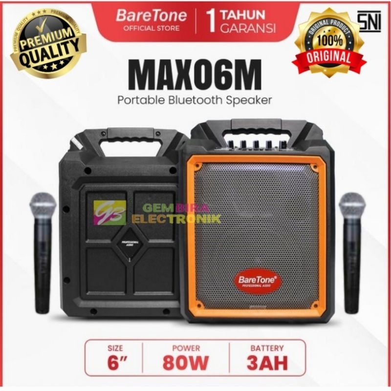 Speaker Portable BARETONE MAX06M Active Portable( 6 inch )Original