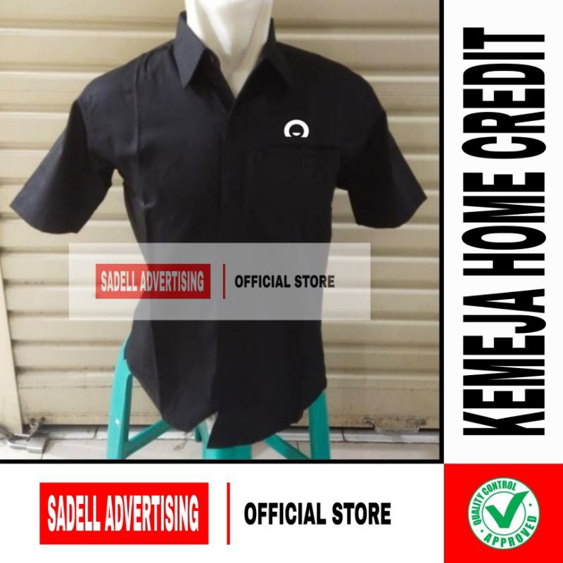 Kemeja HOME CREDIT Seragam Home Credit Hitam Lengan Pendek Pria Bordir