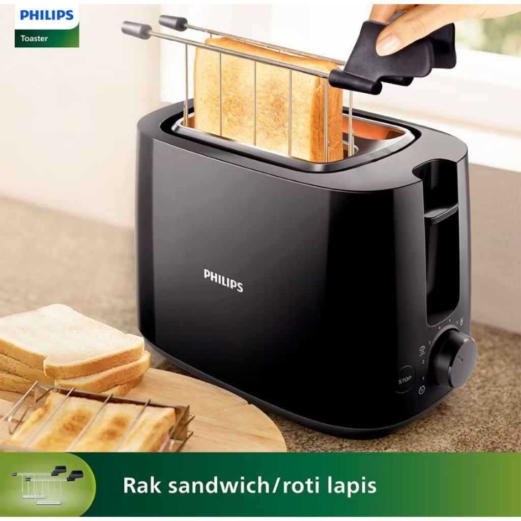 Philips HD2583/90 Toaster Pemanggang Roti Bakar/ Sandwich Low Watt