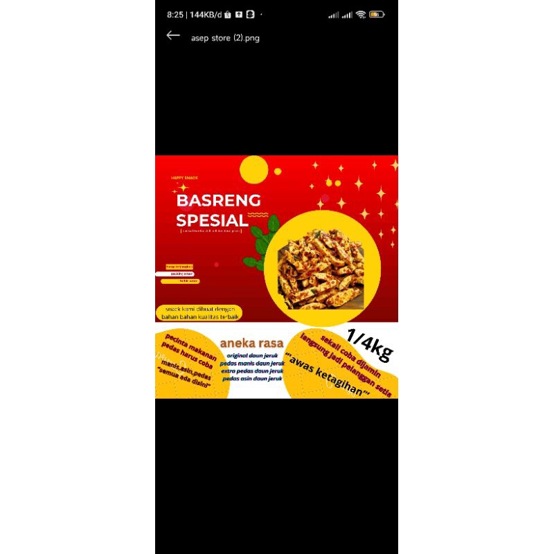 

basreng tipis 1/4kg /250grampedas, manis, asin daun bawang
