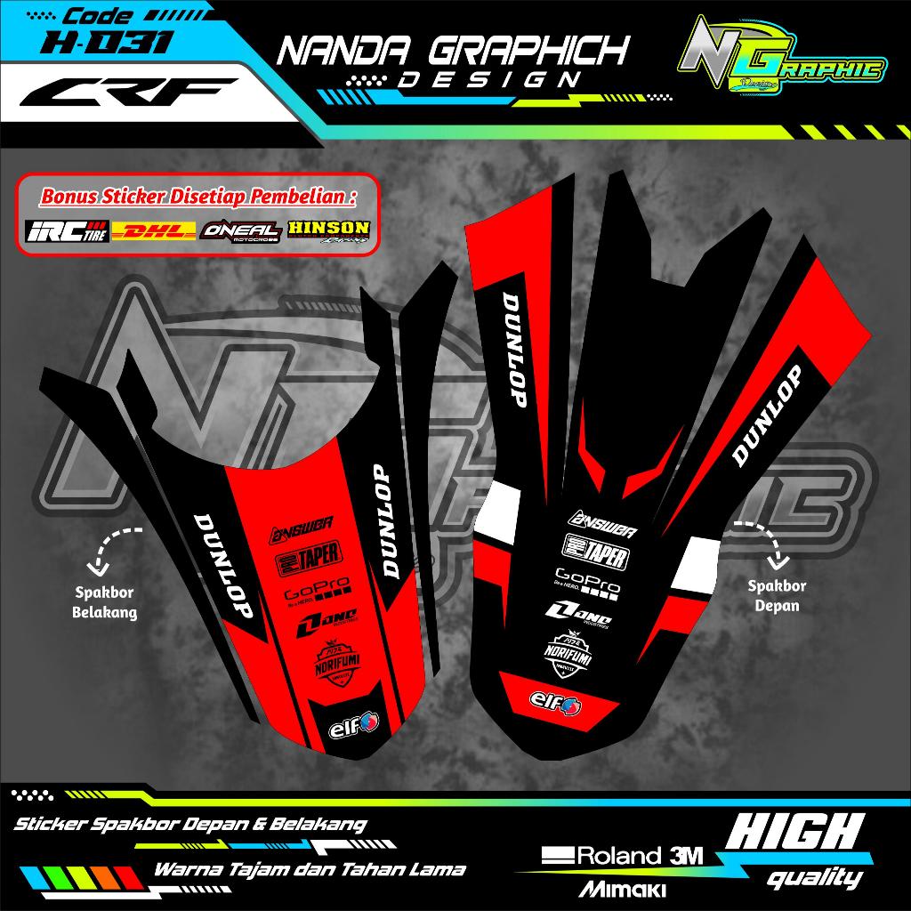 Sticker Spakbor Depan Belakang Motor Honda CRF 150L Bervariasi Warna Stiker Berkualitas Tinggi