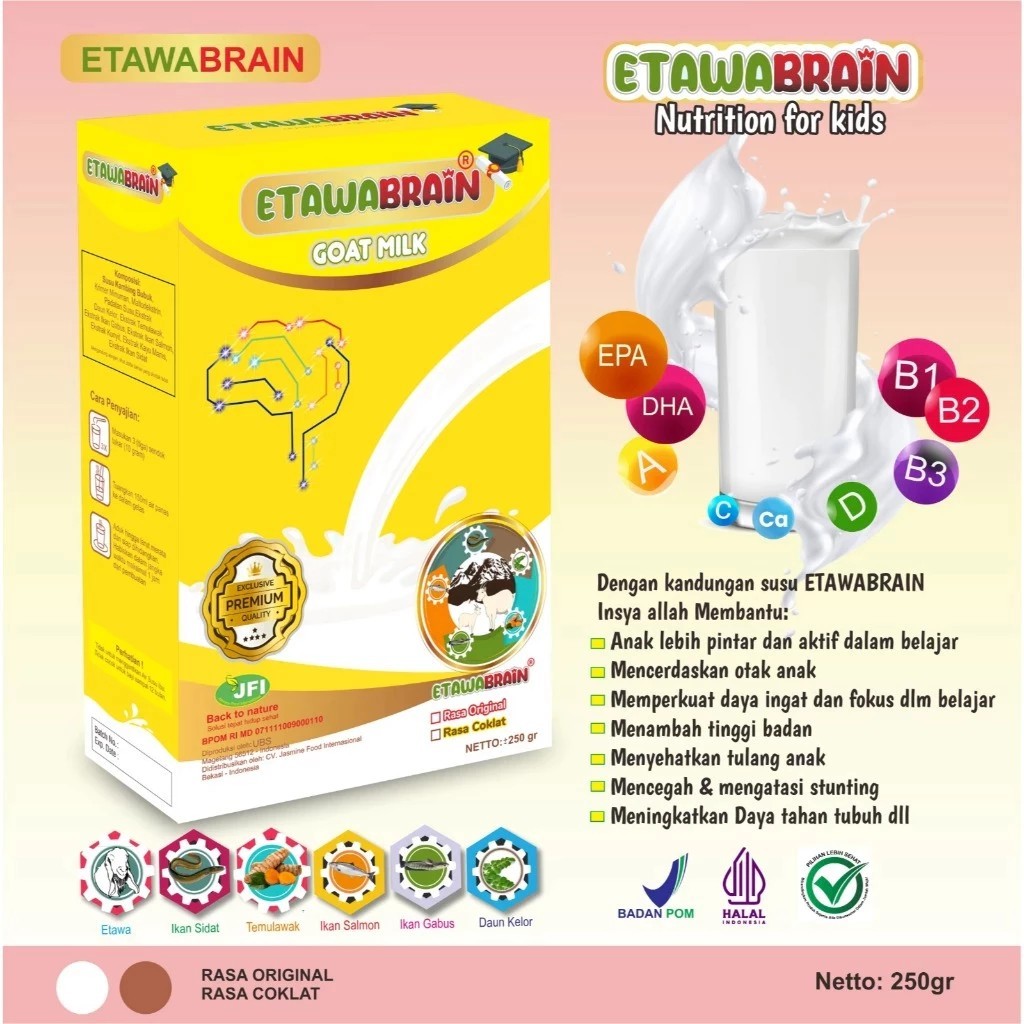 

ETAWABRAIN Susu Etawa Kecerdasan Anak 250 gr Rasa Cokelat dan Original