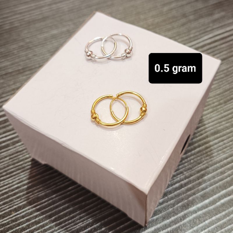 ANTING BULAT ANAK PERAK 925 LAPIS EMAS