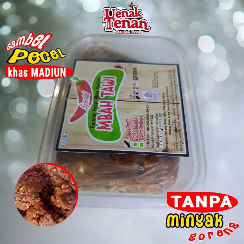 

Sambal Kacang Bumbu Sambel Pecel Madiun Asli Sangrai Spesial Kemasan Mika Mbah Tawi 250 gram