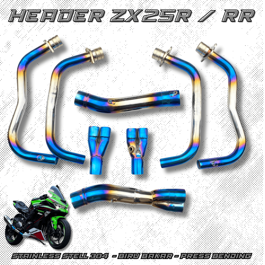 Header Knalpot ZX25R ZX25RR Full Stainless Warna Biru Silver