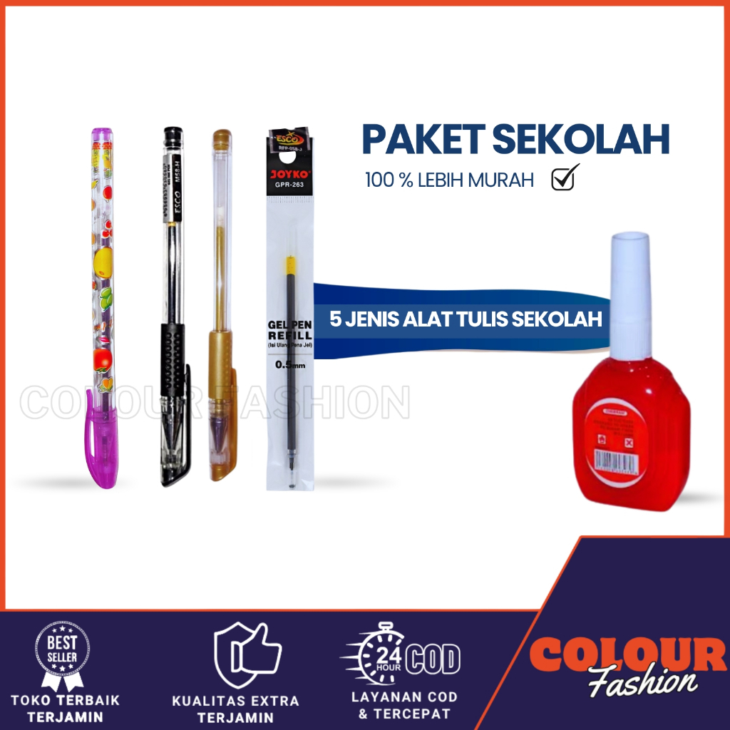 

Alat Tulis Sekolah Murah / Alat Tulis Set / Paket Alat Tulis / Alat Tulis Set / Hadiah / Alat tulis ujian / Kado Siswa / Pulpen / Pulpen gel / Pulpen Tinta emas / Tinta Pulpen Gel / Tip ex cair / penghapus pulpen / cod