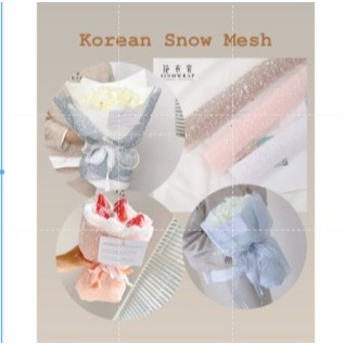 

(K 34) - 5 Lembar Korean Snow Mesh Floral Flower Wrapping Jaring Jaring Buket Aksesoris Florist Polyester